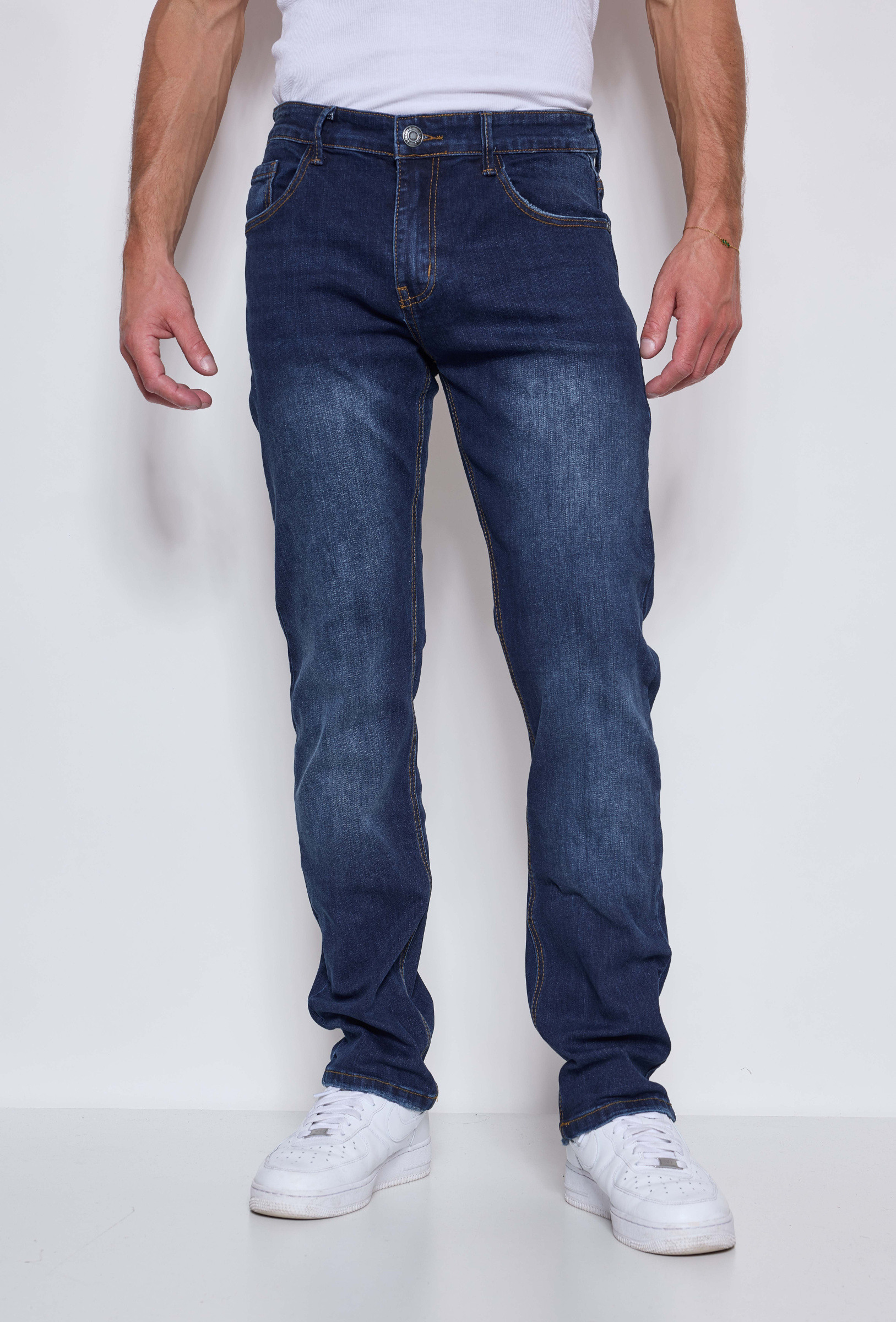 Großhändler Omnimen - Gerade geschnittene Jeans in verwaschenem Blau
