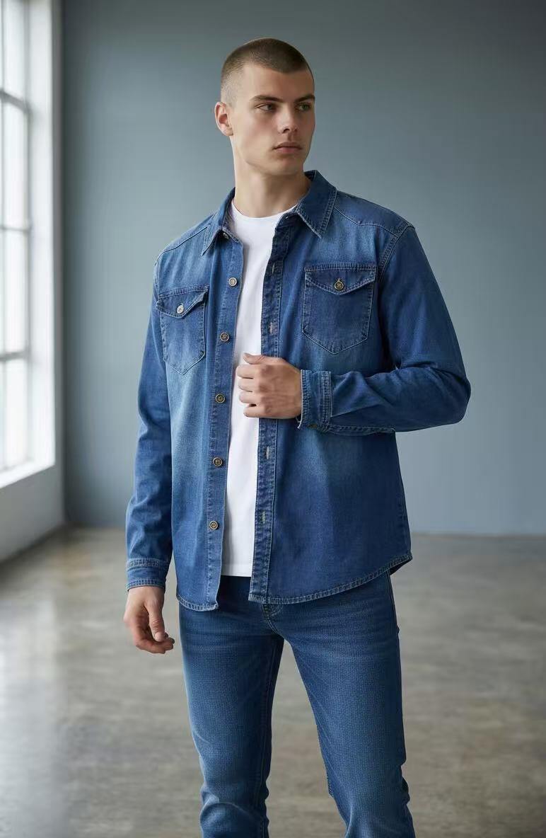 Mayorista Omnimen - Camisa Vaquera de Manga Larga a la Moda