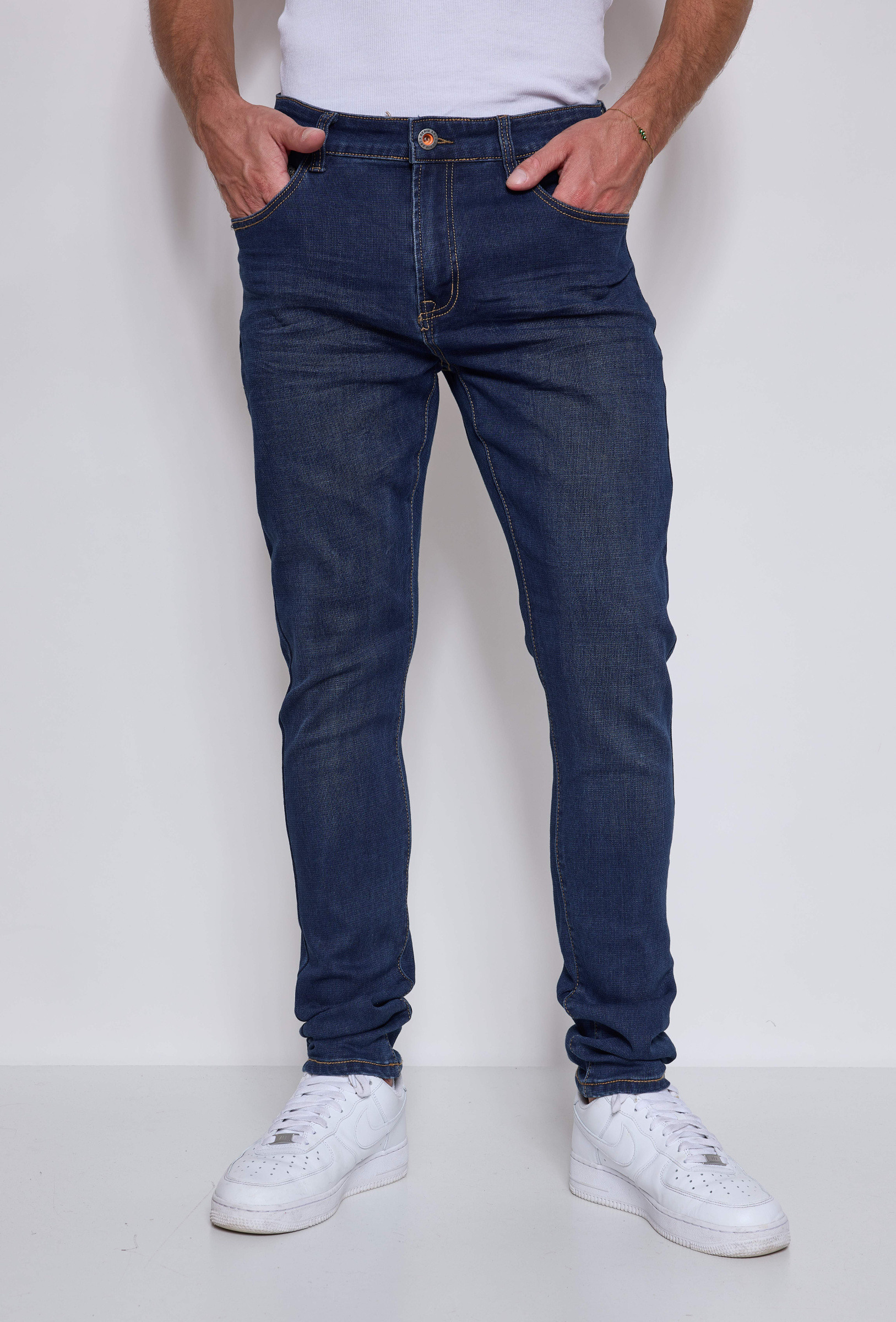 Großhändler Omnimen - Slim Fit Jeans in Blauem Stretch-Denim - Komfort
