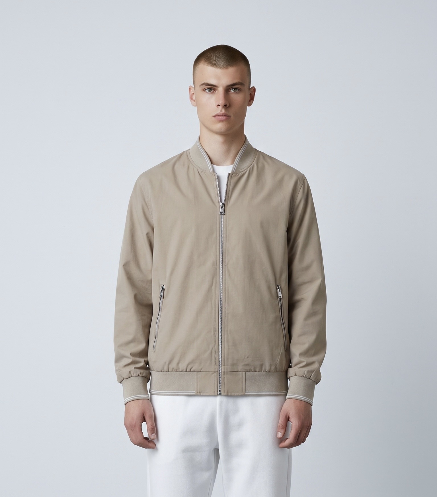 Großhändler Omnimen - Beige Herren-Bomberjacke – Herbstkollektion