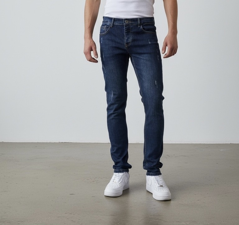 Großhändler Omnimen - Dunkelblaue Herren-Slim-Jeans