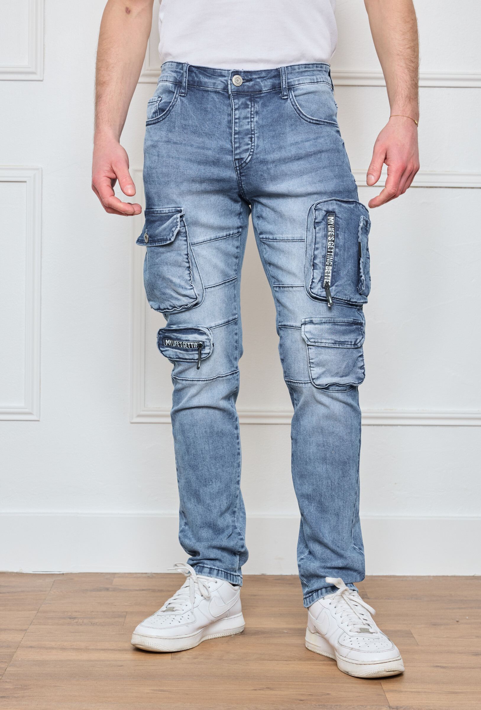 Großhändler Omnimen - Denim Blue Cargo Jeans