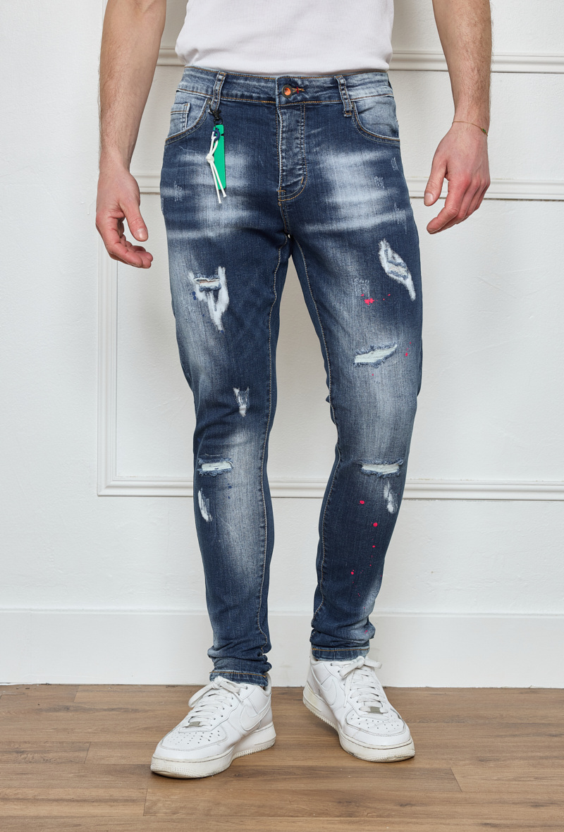 Wholesaler Omnimen - Men's Washed, Ripped, Stained Jeans W245