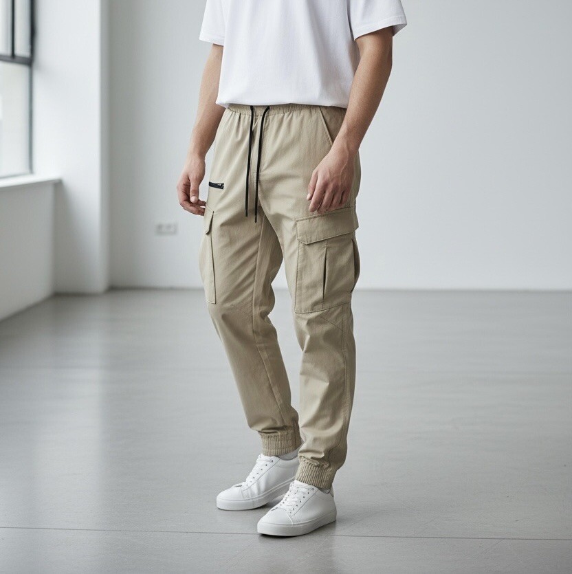 Wholesaler Omnimen - Casual jogger cargo pants - streetwear look, sporty chic.