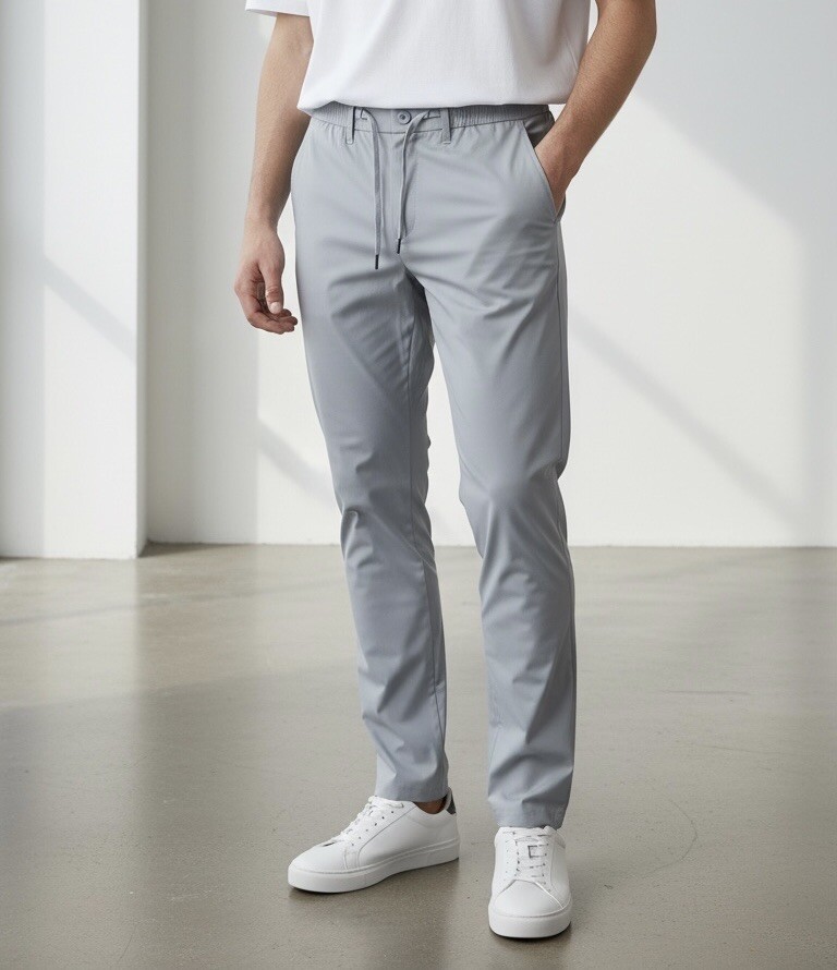 Grossiste Omnimen - Pantalon slim confectionné Bi-stretch Structuré Confortable à Cordon de Serrage