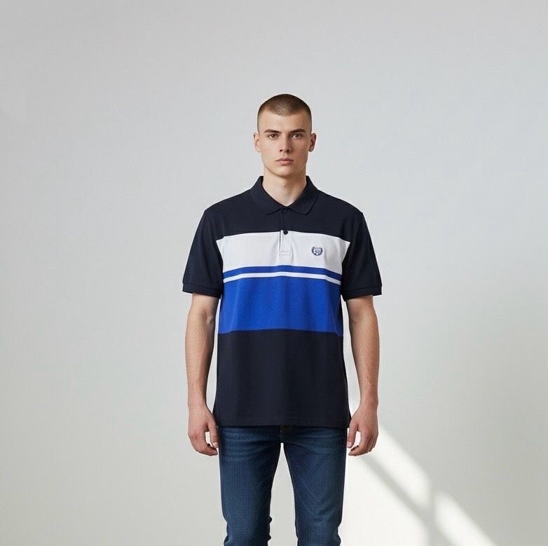 Großhändler Omnimen - Herren-Poloshirt mit kurzen Ärmeln in Tricolor
