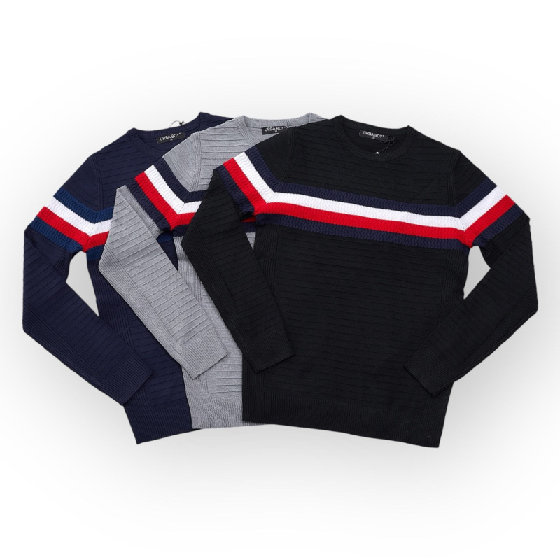 Wholesaler Omnimen - Knitted sweater in colored stripe