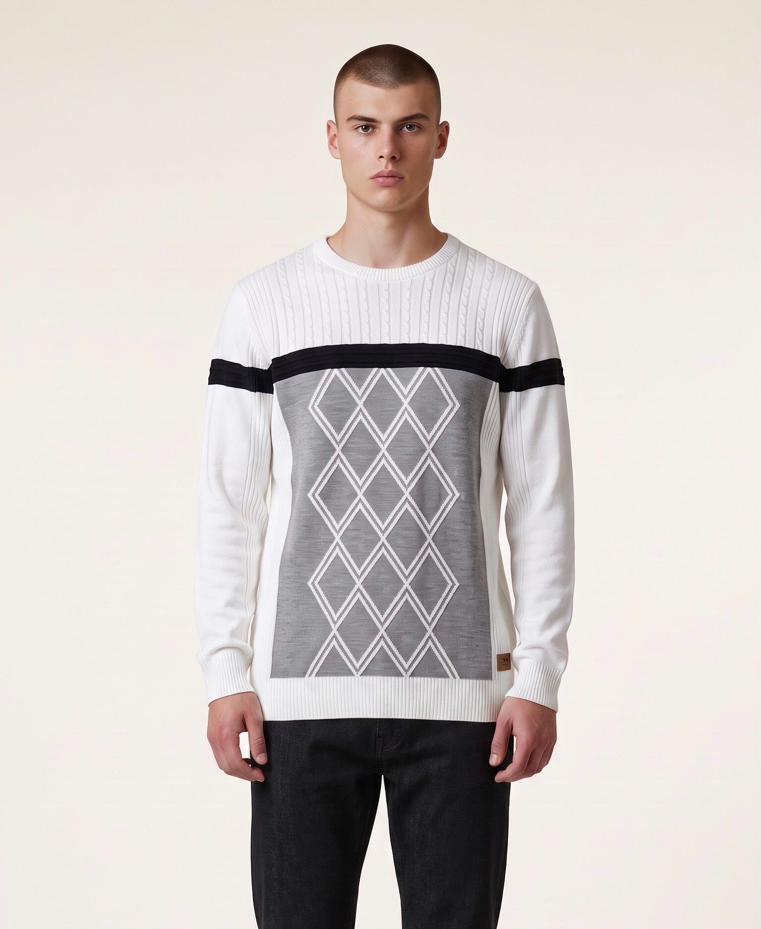 Grossiste Omnimen - Pull en Maille à Motif Torsadés