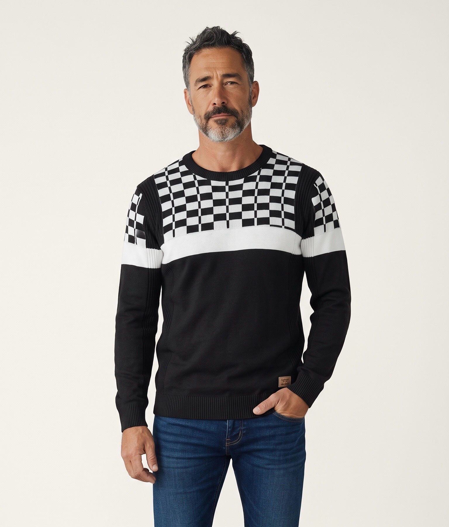 Grossiste Omnimen - Pull Homme à Motif Carreaux