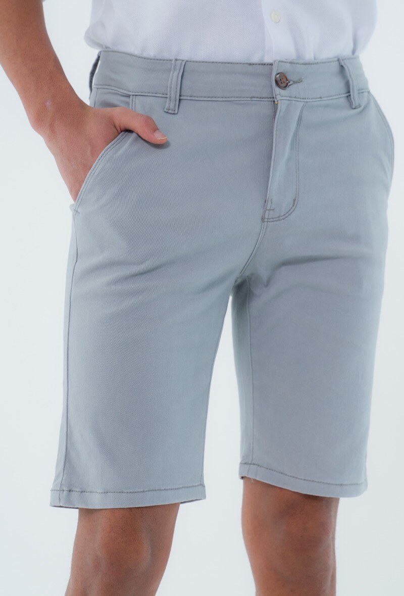 Grossiste Omnimen - Short Bermuda chino en coton Gris
