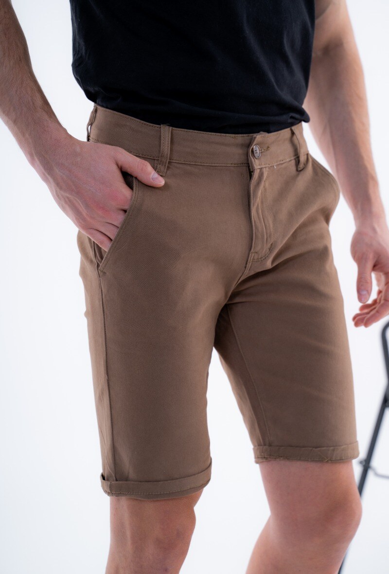 Wholesaler Omnimen - Plain cotton chino Bermuda shorts