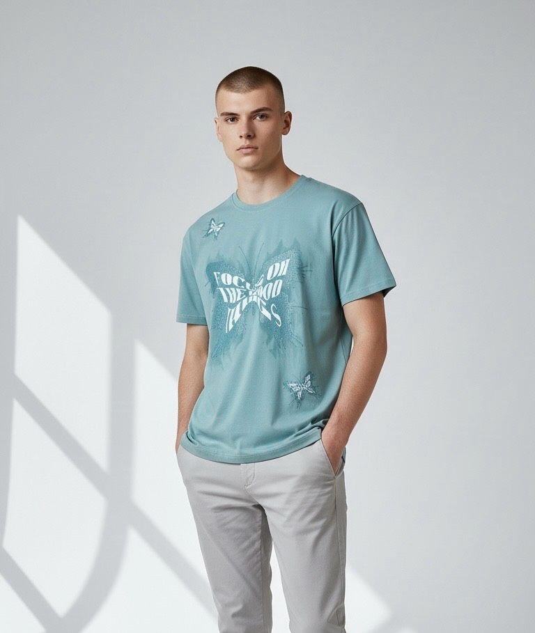Großhändler Omnimen - Herren-T-Shirt mit Schmetterlingsgrafikdruck
