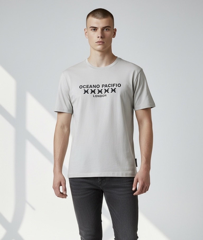 Großhändler Omnimen - Kurzarm-T-Shirt mit minimalistischem Logo