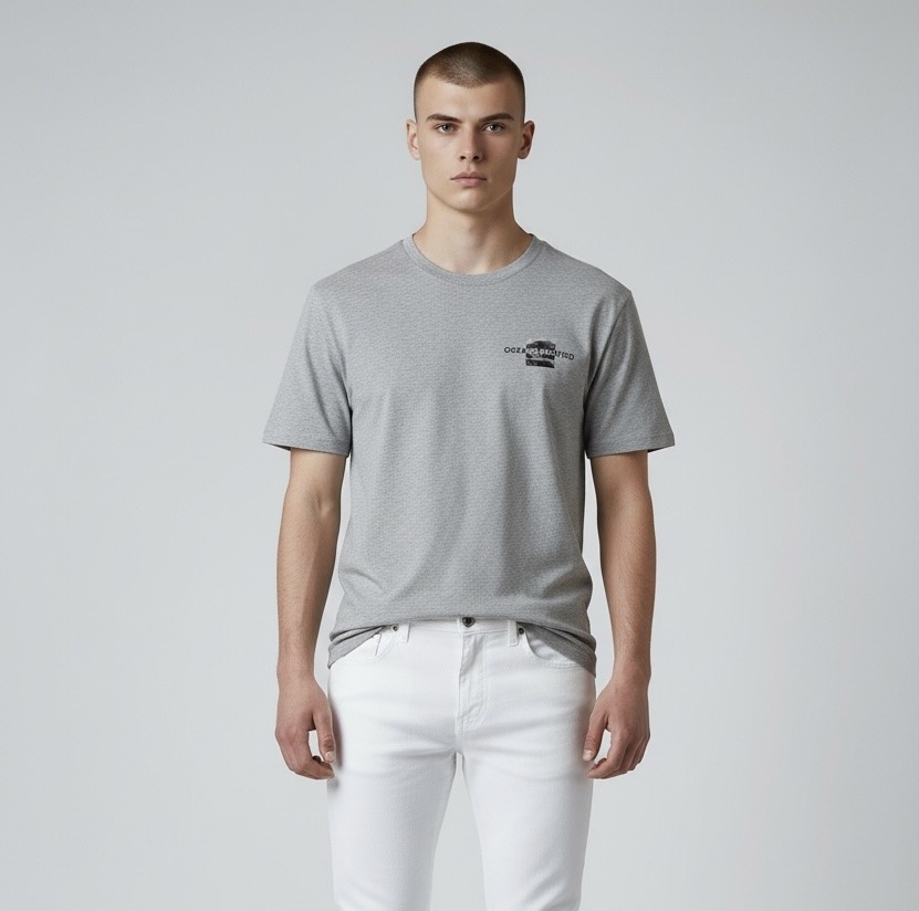 Grossista Omnimen - T-shirt a Manica Corta con Stampa Grafica Waves