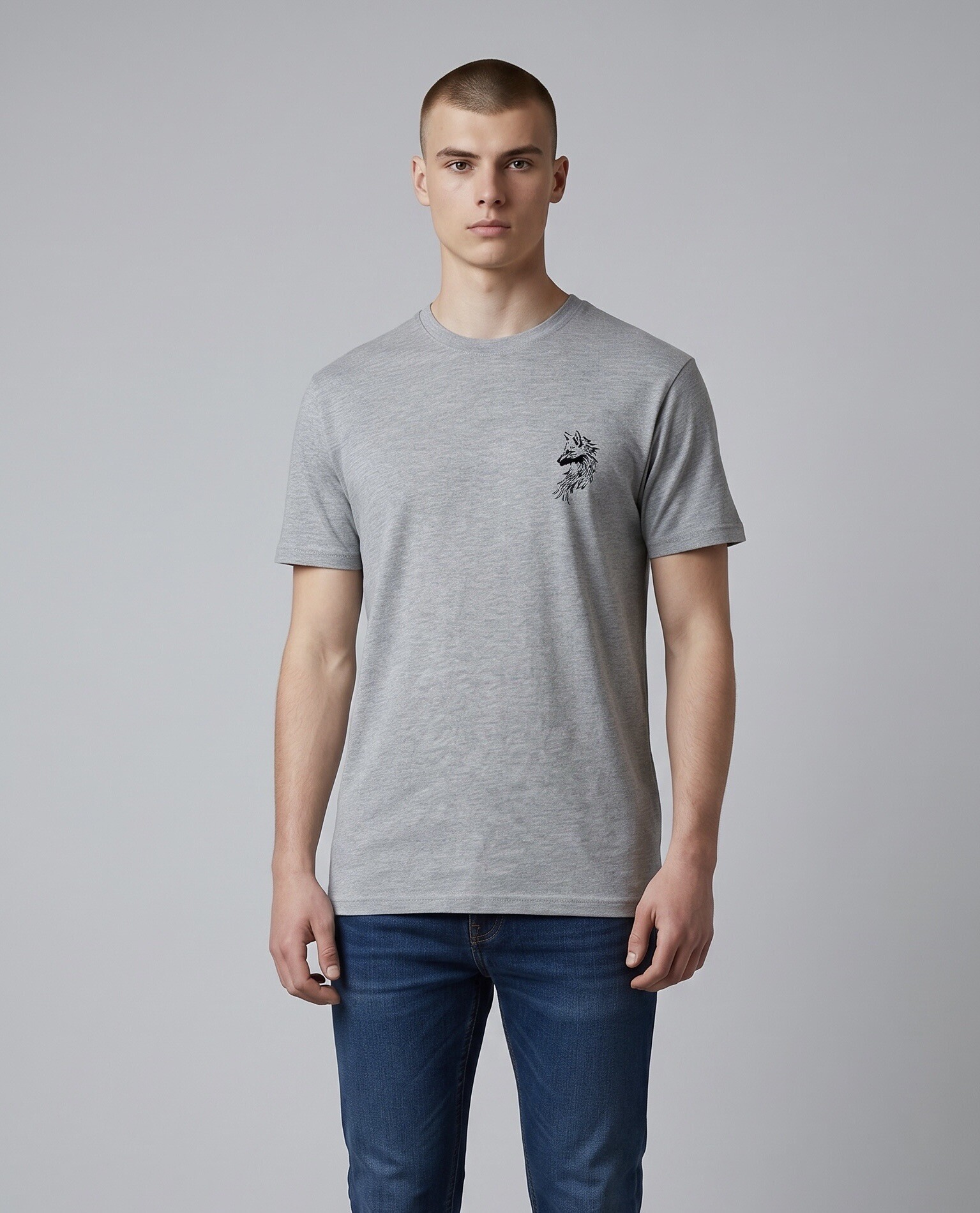 Grossista Omnimen - T-shirt in cotone con motivo – taglio classico