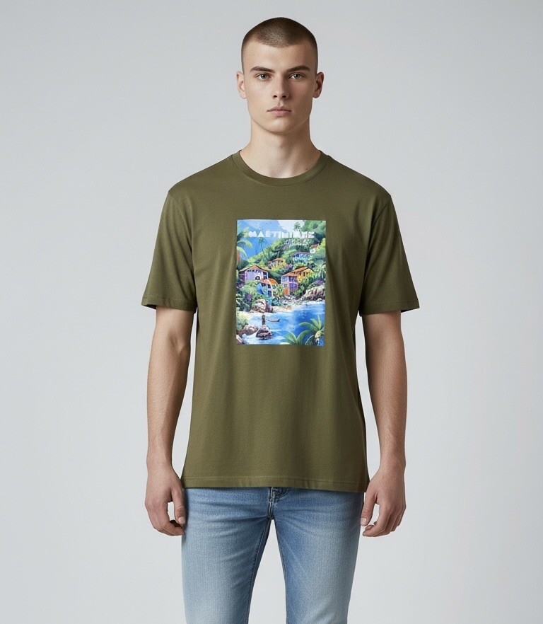Grossiste Omnimen - T-shirt en Coton Manche Courte - Imprimé paysage