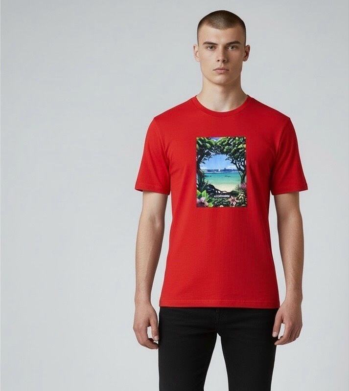 Wholesaler Omnimen - Cotton T-shirt - tropical landscape print