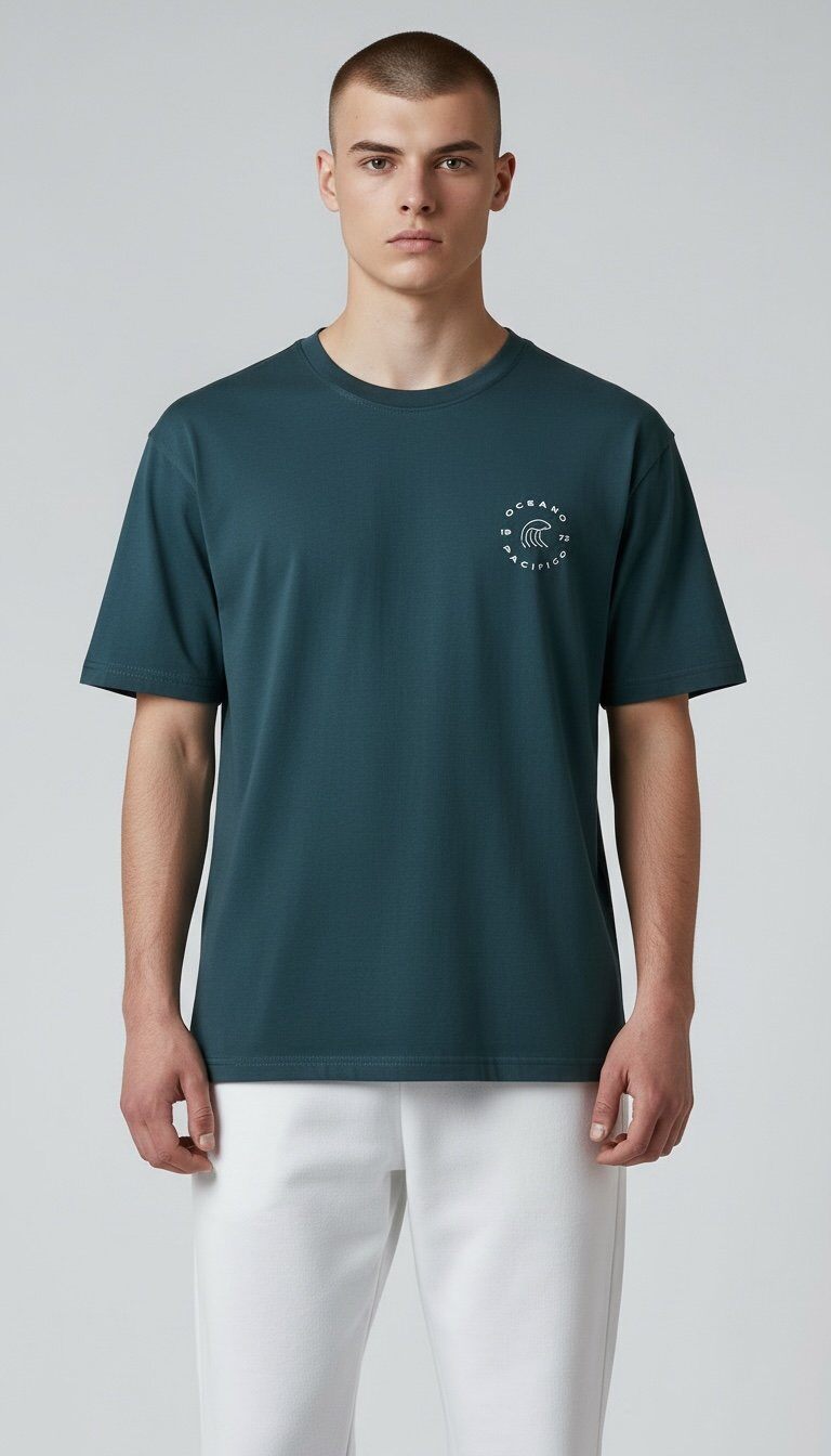 Grossiste Omnimen - T-shirt Coton avec Imprimé surf rétro tendance