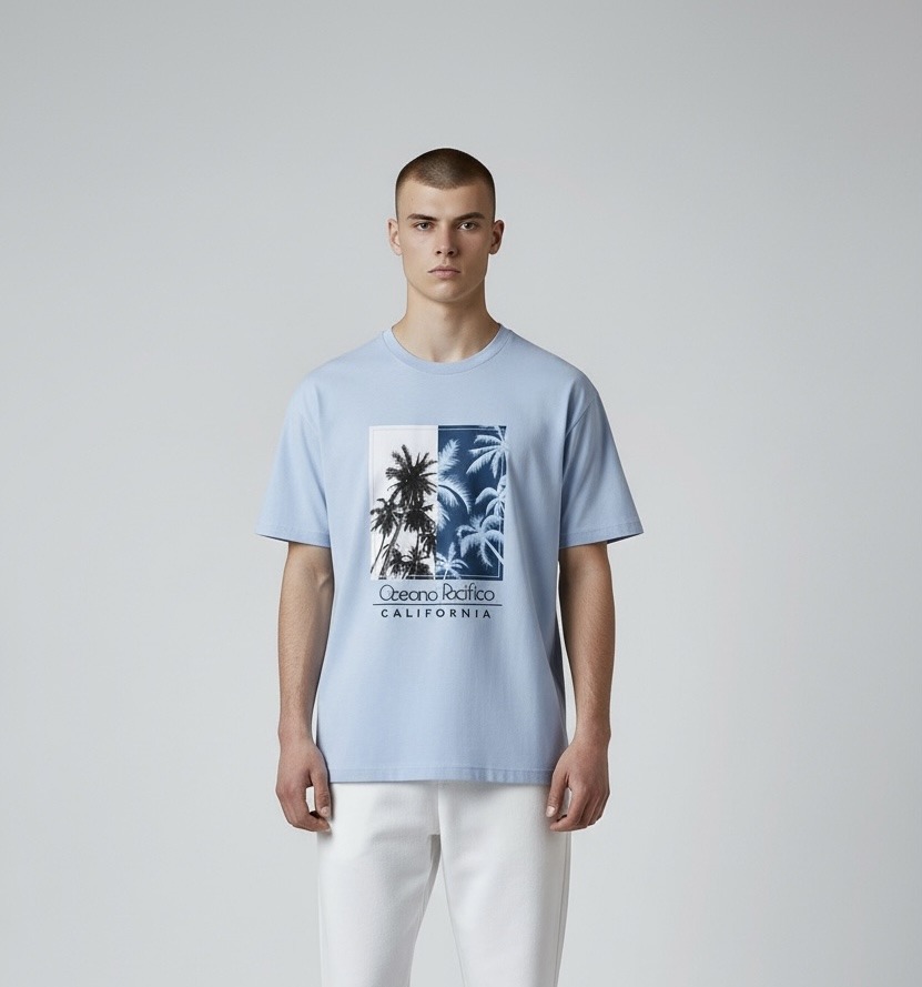 Wholesaler Omnimen - Cotton T-shirt with Tropical Print