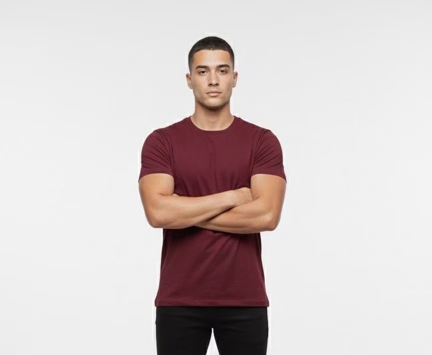 Grossista Omnimen - T-shirt a Maniche Corte Collo Tondo Unito – Vestibilità Classica