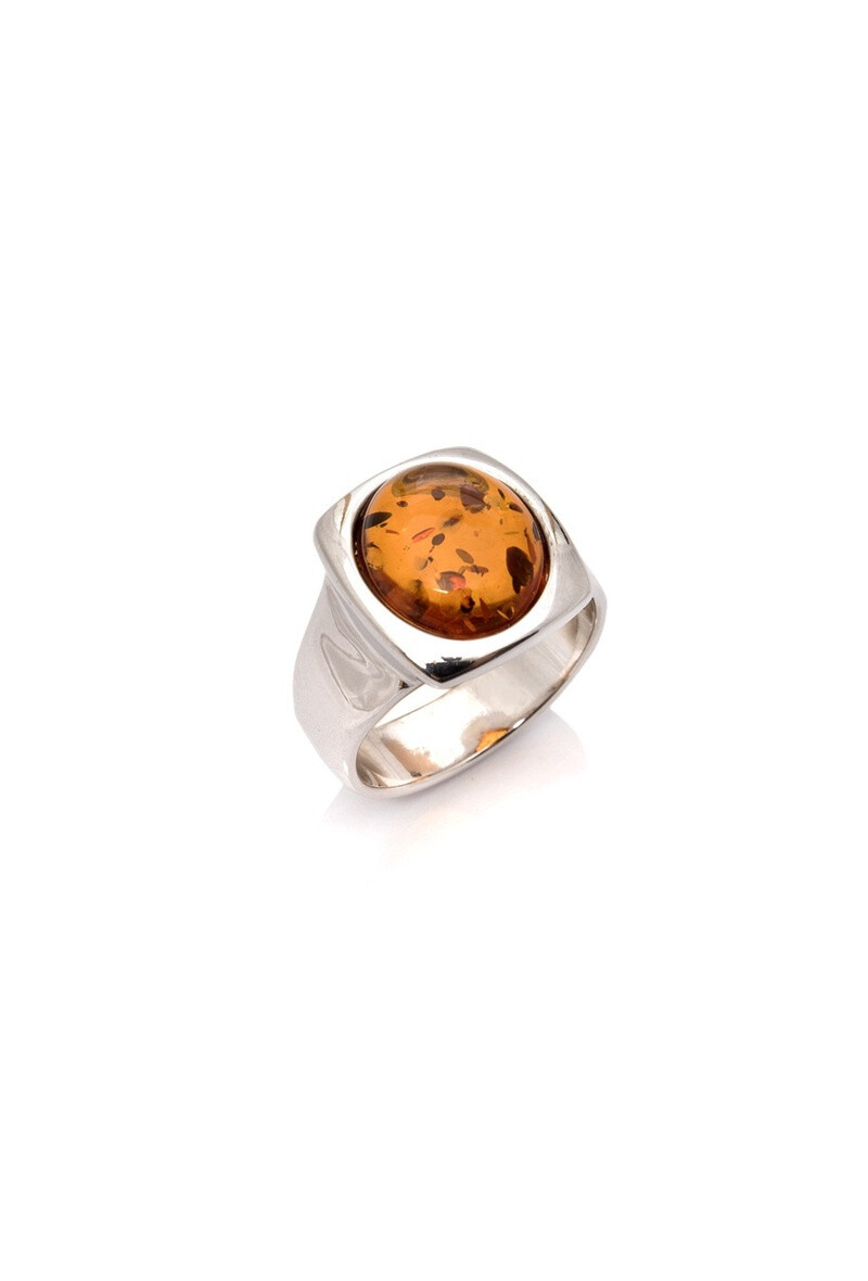 Mayorista OPALOOK FRANCE - Anillo de sello rectangular Amber Cognac Oval, 925 Plata - KL2RR