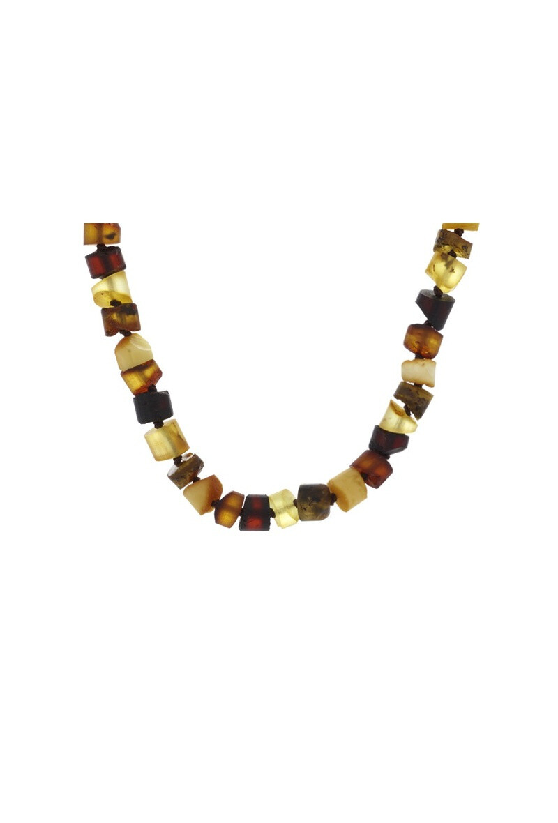Wholesaler OPALOOK FRANCE - Necklace with cylindrical multicolored amber, length 48 cm - nb49m