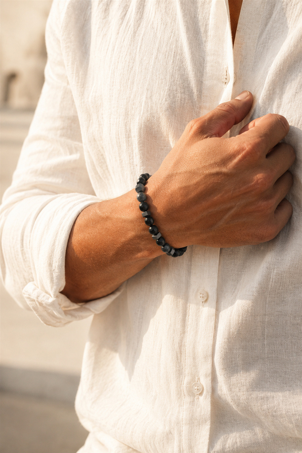 Wholesaler Orient Express by C.A.A.A - MEN'S BRACELET SET IN STEEL. LEATHER AND RESIN