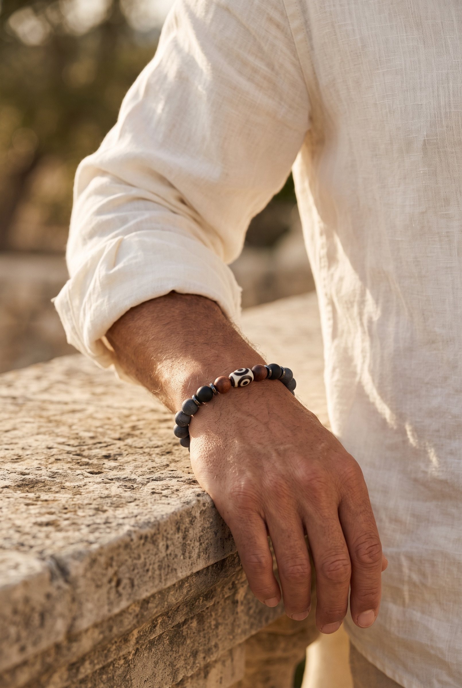 Wholesaler Orient Express by C.A.A.A - MEN'S BRACELET SET IN STEEL. LEATHER AND RESIN