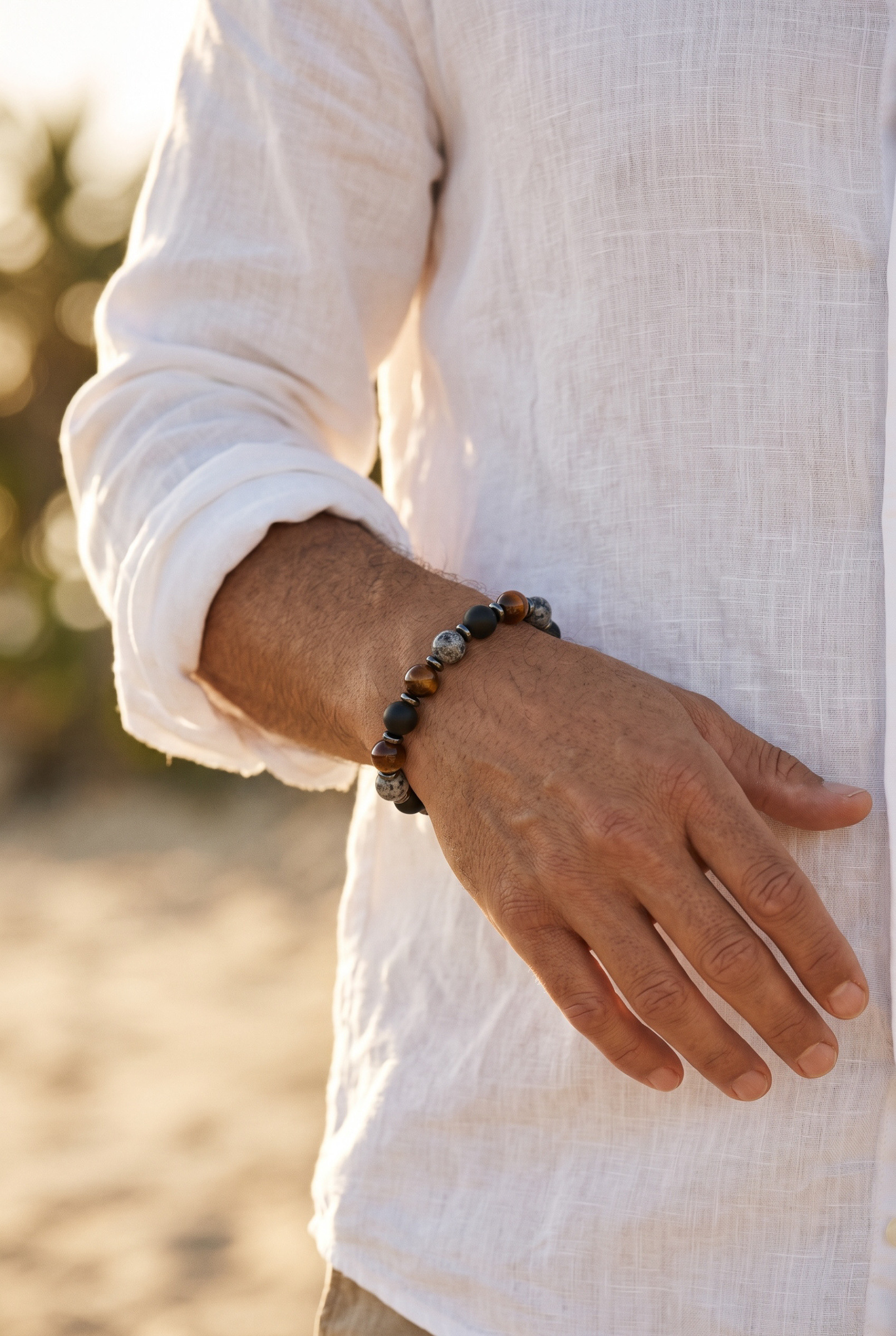 Wholesaler Orient Express by C.A.A.A - MEN'S BRACELET SET IN STEEL. LEATHER AND RESIN