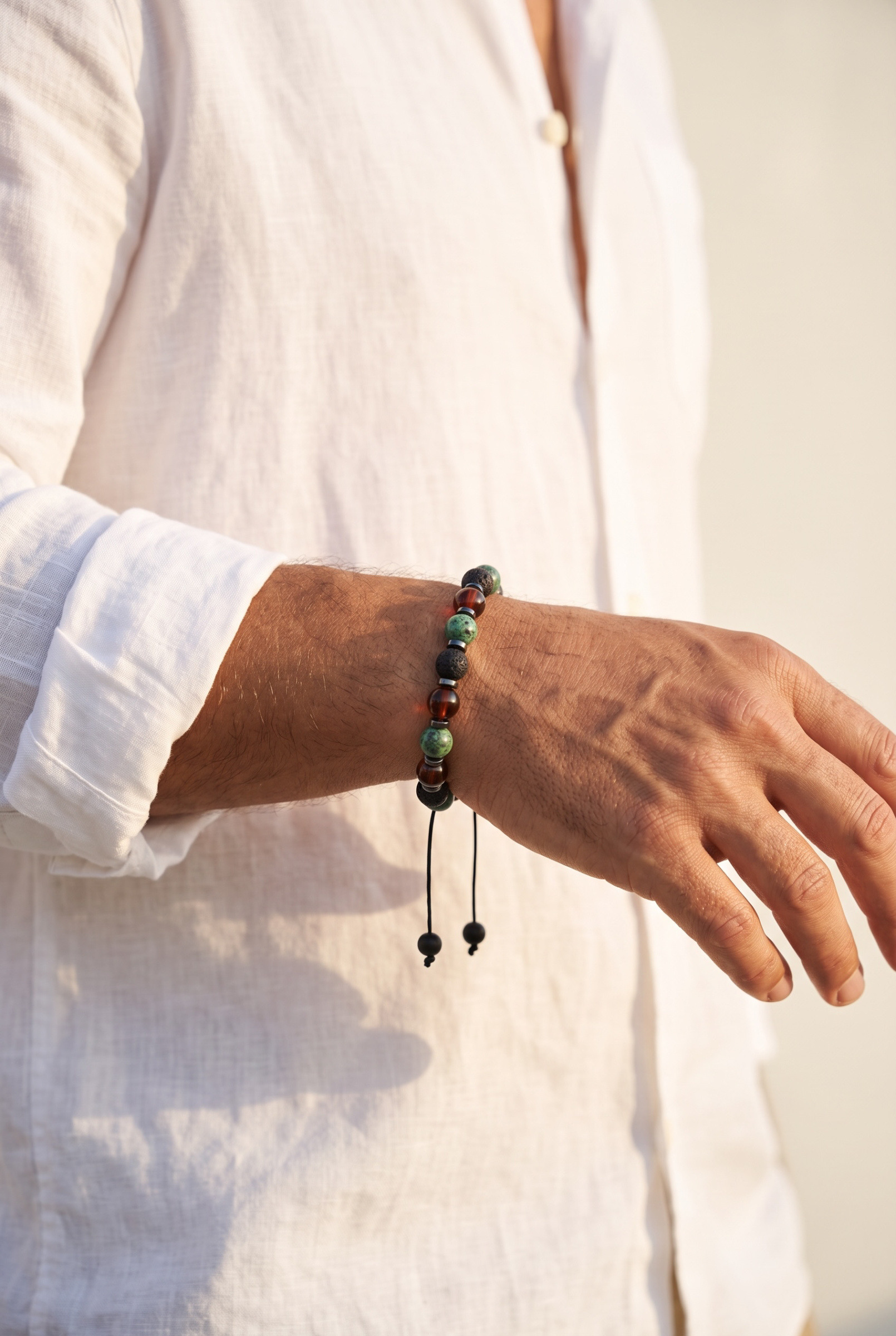 Wholesaler Orient Express by C.A.A.A - MEN'S BRACELET SET IN STEEL. LEATHER AND RESIN