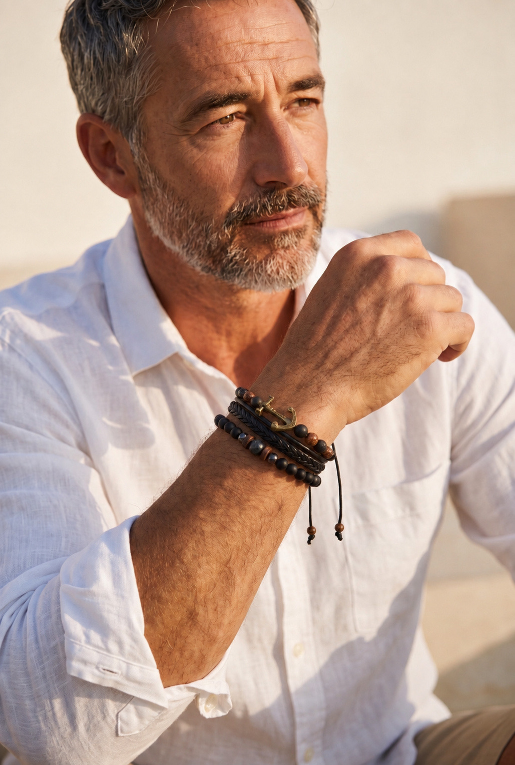 Wholesaler Orient Express by C.A.A.A - MEN'S BRACELET SET IN STEEL. LEATHER AND RESIN