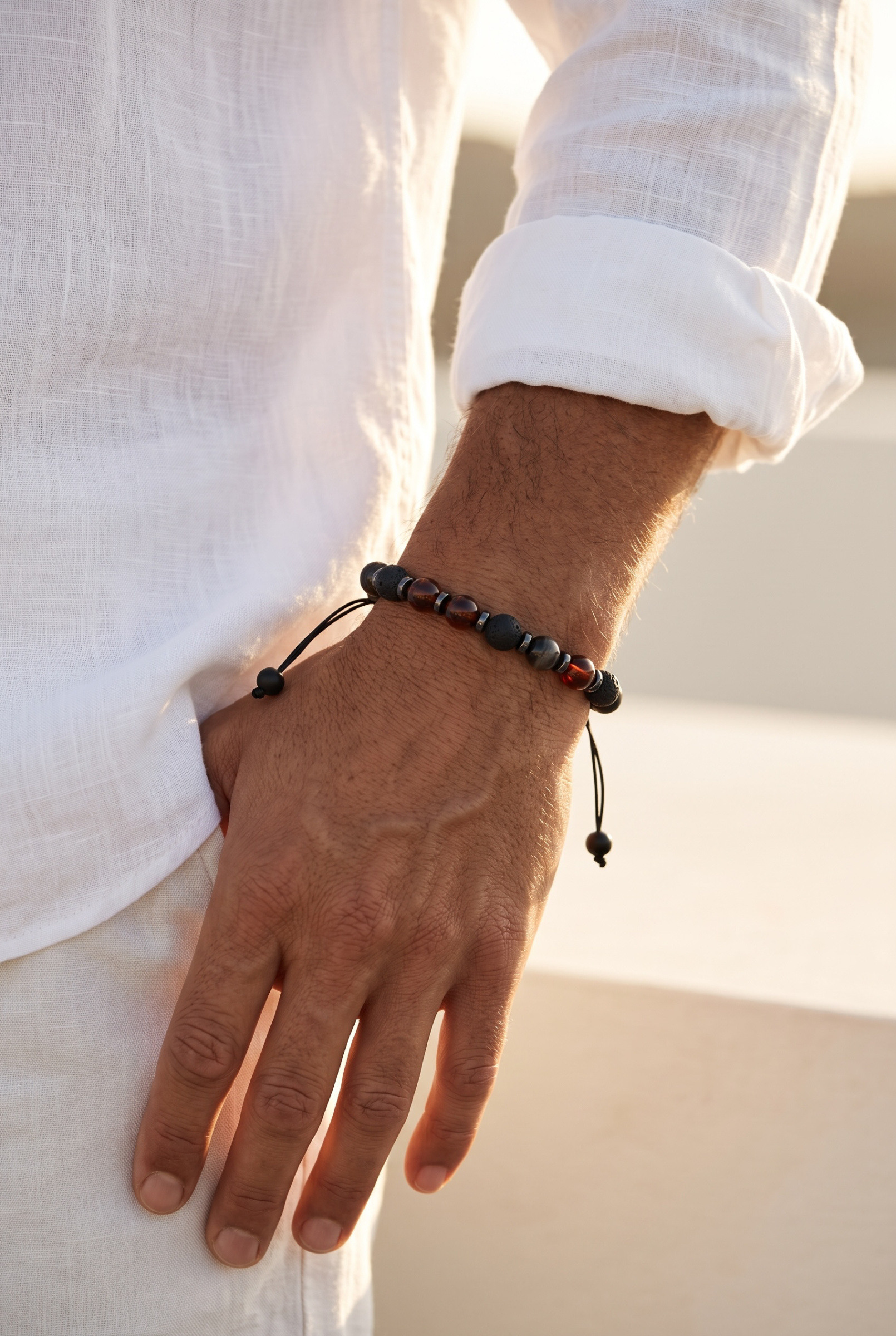 Wholesaler Orient Express by C.A.A.A - MEN'S BRACELET SET IN STEEL. LEATHER AND RESIN