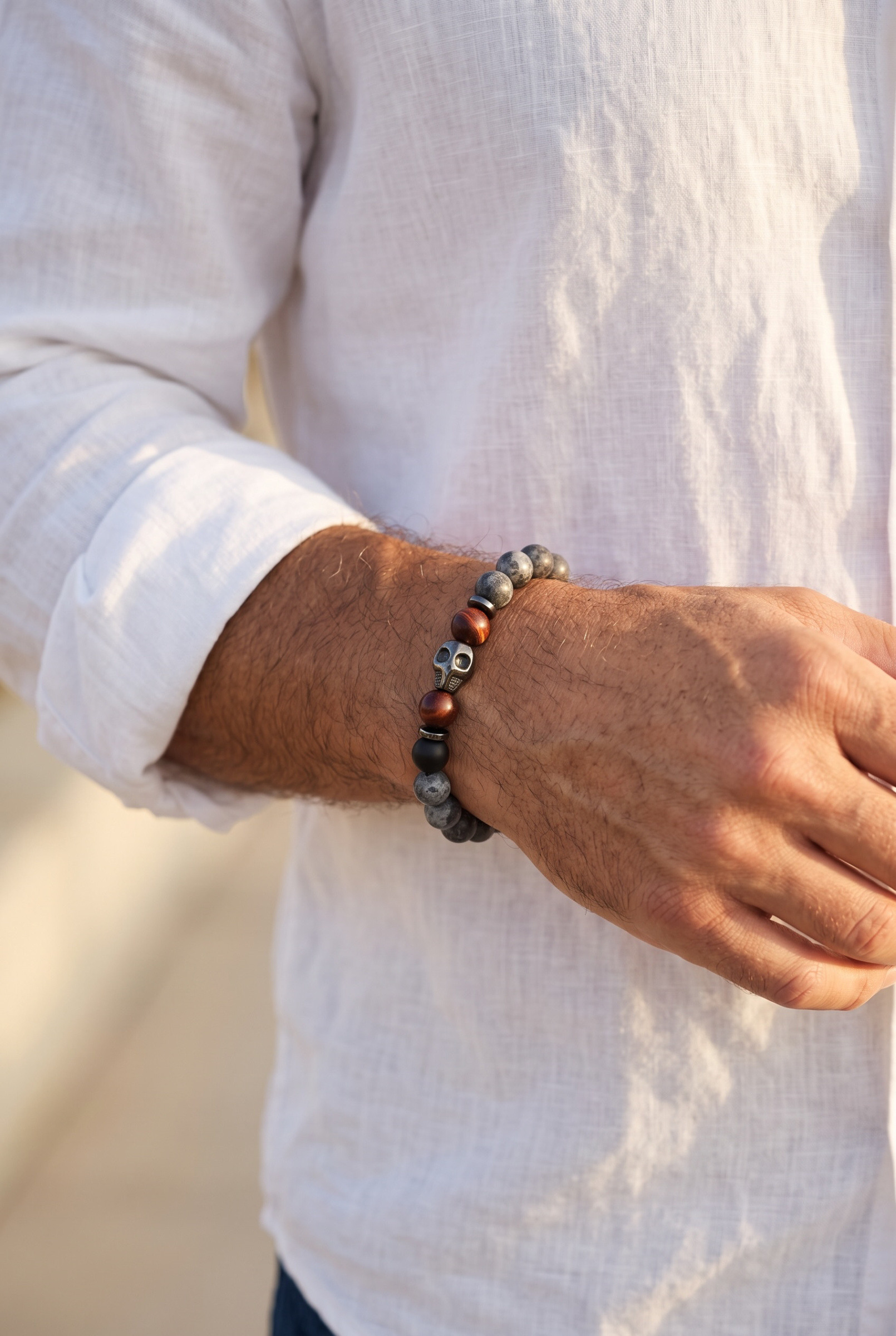 Wholesaler Orient Express by C.A.A.A - MEN'S BRACELET SET IN STEEL. LEATHER AND RESIN