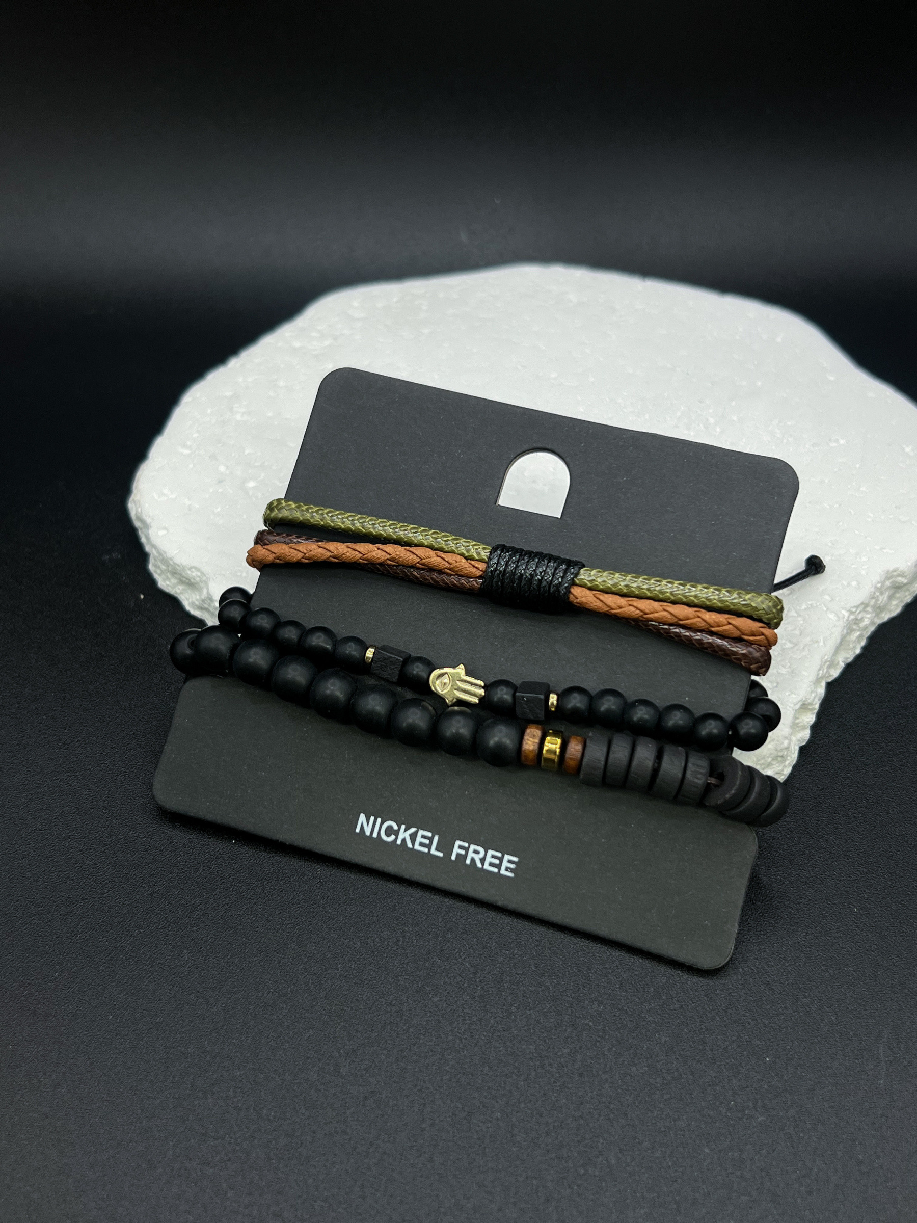 Großhändler ORIENT EXPRESS FIRST - HERRENARMBAND-SET AUS STAHL, LEDER UND HARZ