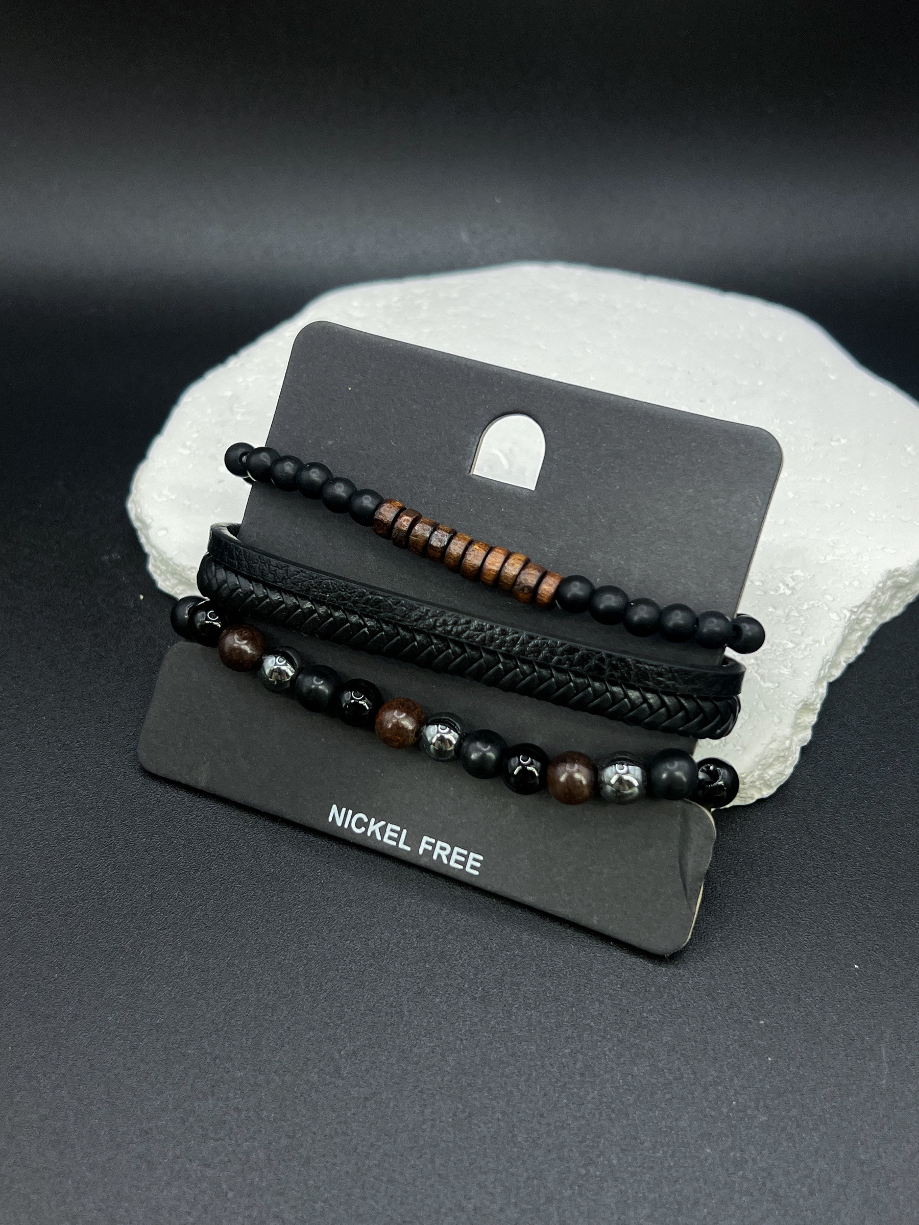 Wholesaler ORIENT EXPRESS FIRST - MEN'S BRACELET SET IN STEEL, LEATHER, AND RESIN