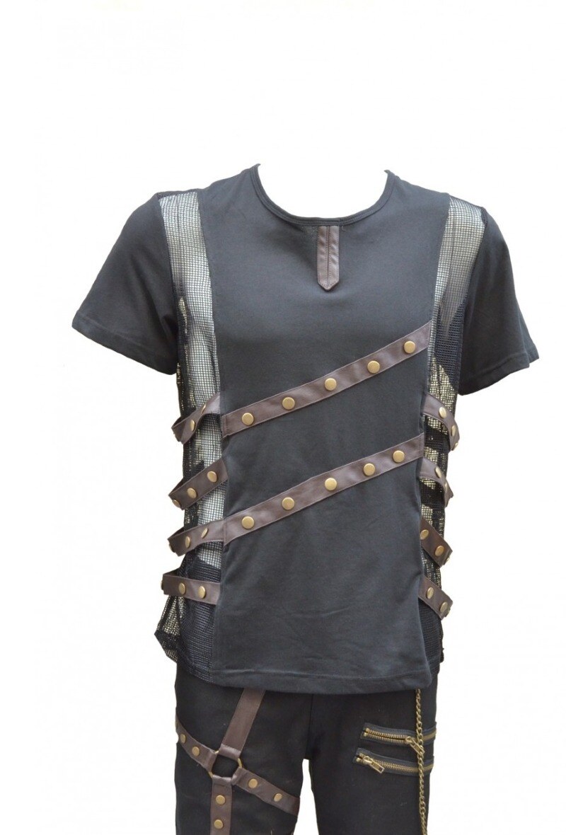 Großhändler Pentagramme - HERREN GOTHIK NETZ T-SHIRT