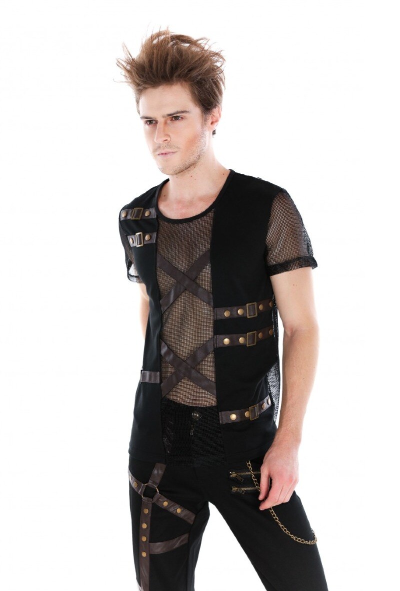 Mayorista Pentagramme - Camiseta de Hombre Gótica de malla