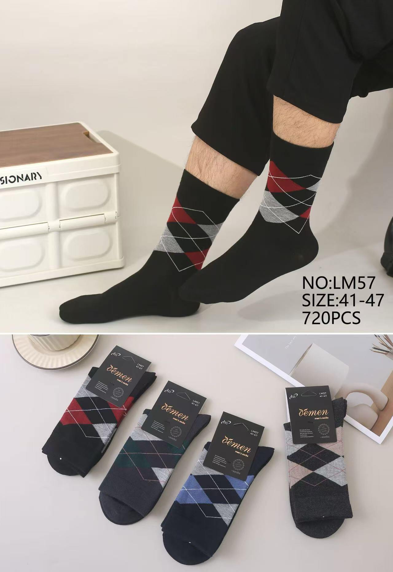 Grossiste PHENIX ROUGE - Haussettes Mi-Mollet Homme Motif Écossais Argyle