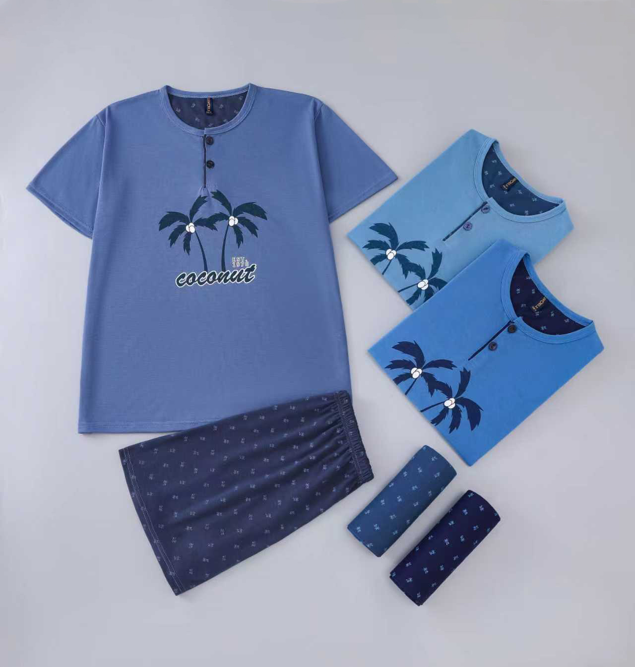 Großhändler PHENIX ROUGE - HERREN-PYJAMA-SETS MIT KURZEN ÄRMELN UND SHORTS AUS BAUMWOLLE