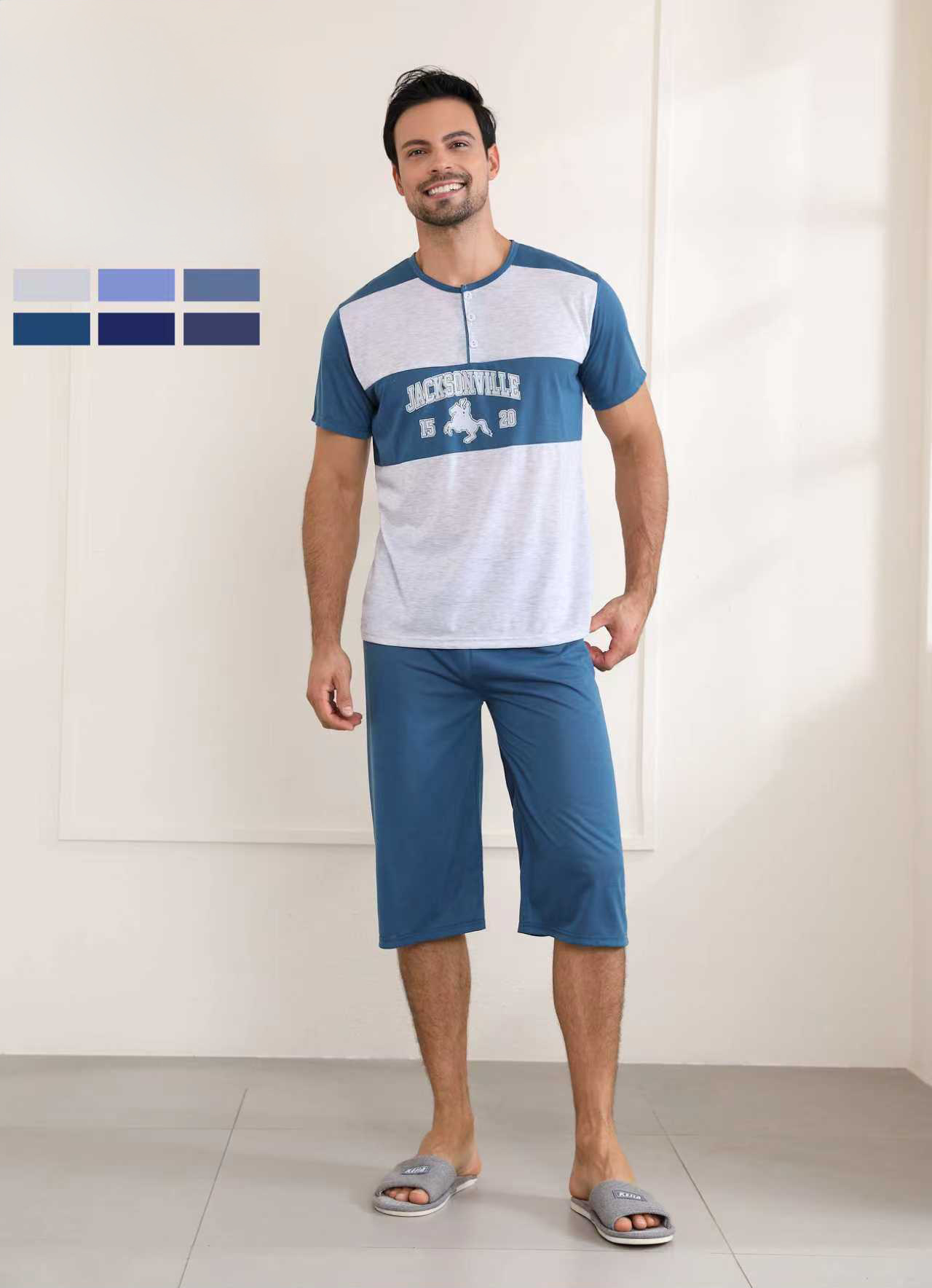 Wholesaler PHENIX ROUGE - MEN'S COTTON SHORT-SLEEVED PAJAMA AND SHORT SETS