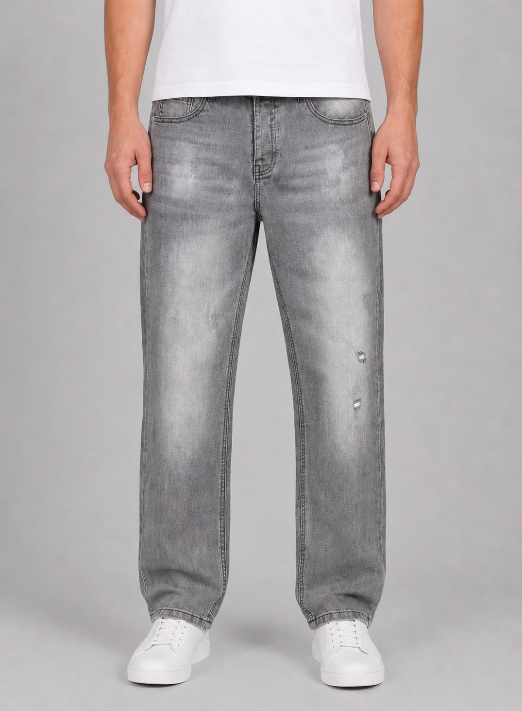 Grossiste PHILIPP ICON - Jean gris regular stretch et déchiré avec doublure