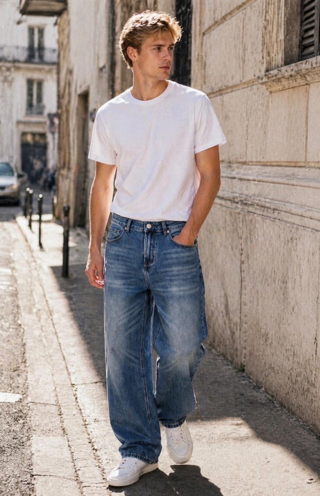 Großhändler PHILIPP ICON - Verwaschene blaue Balloon-Fit-Jeans