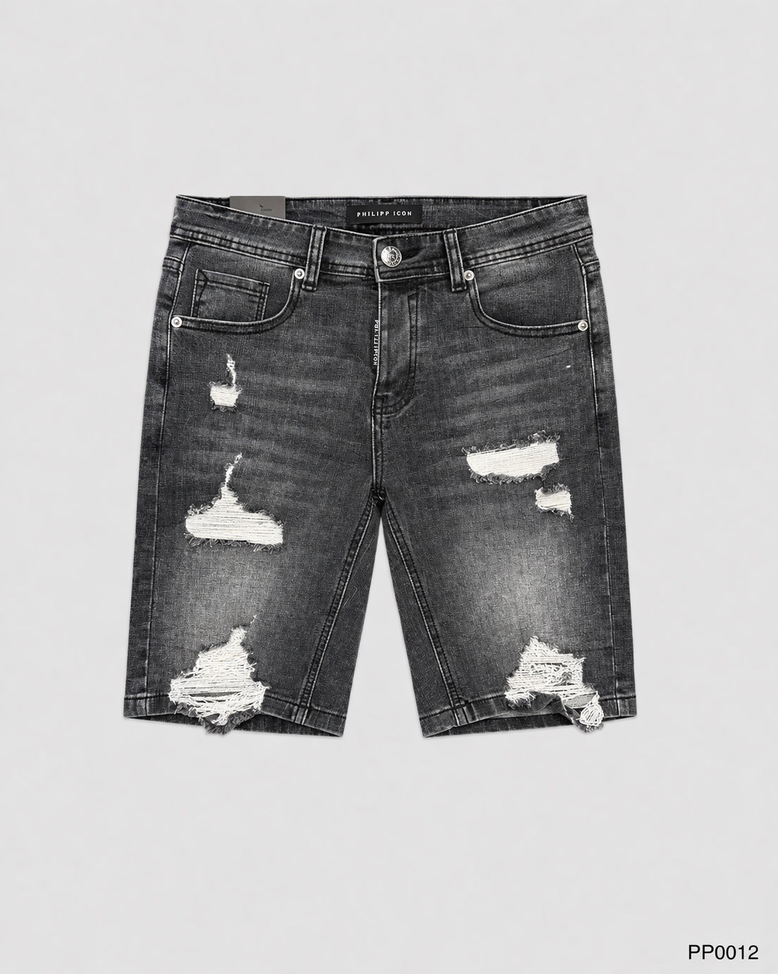 Wholesaler PHILIPP ICON - Ripped straight cut denim shorts