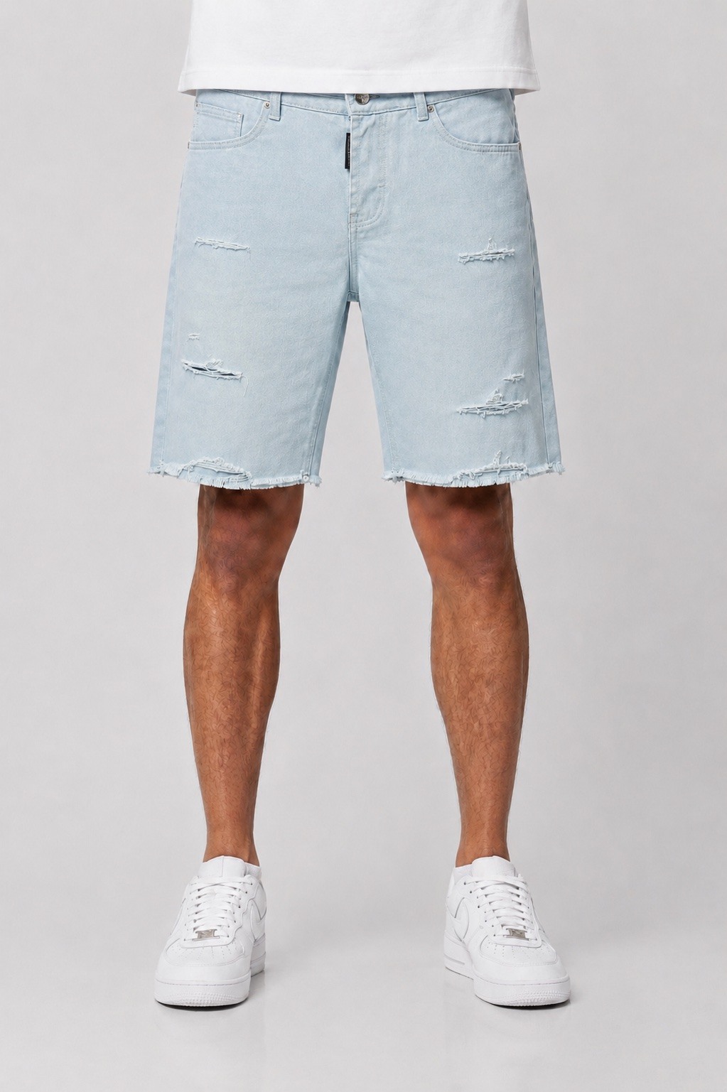 Großhändler PHILIPP ICON - Zerrissene, gerade geschnittene Jeansshorts