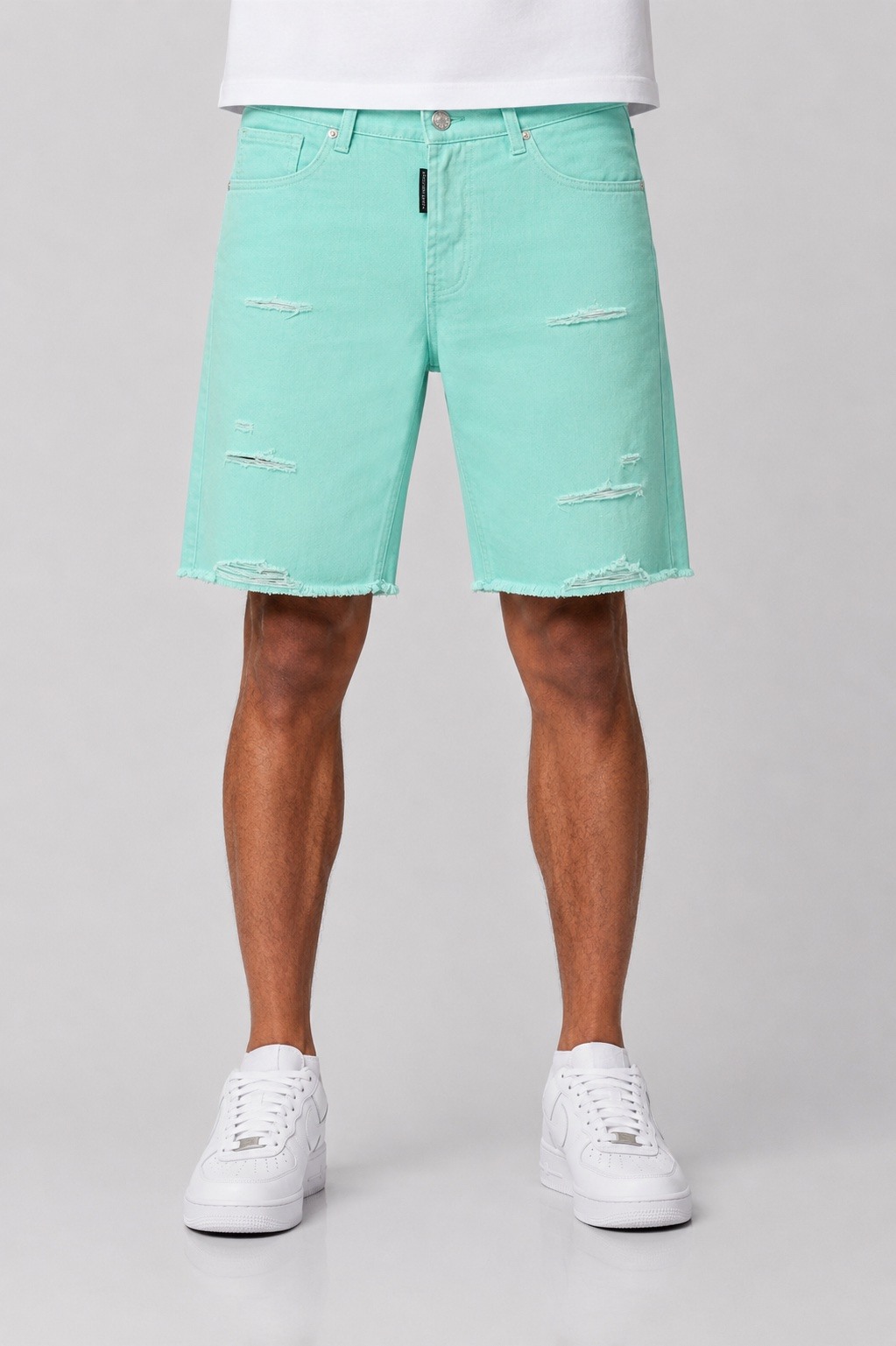 Grossista PHILIPP ICON - Shorts in denim strappati dal taglio dritto