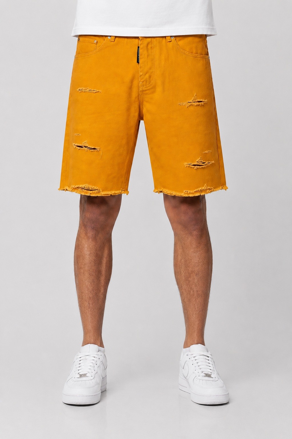 Großhändler PHILIPP ICON - Zerrissene, gerade geschnittene Jeansshorts