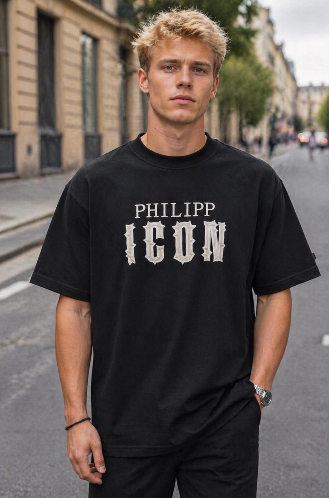 Großhändler PHILIPP ICON - Elegantes, übergroßes T-Shirt aus 100 % Baumwolle