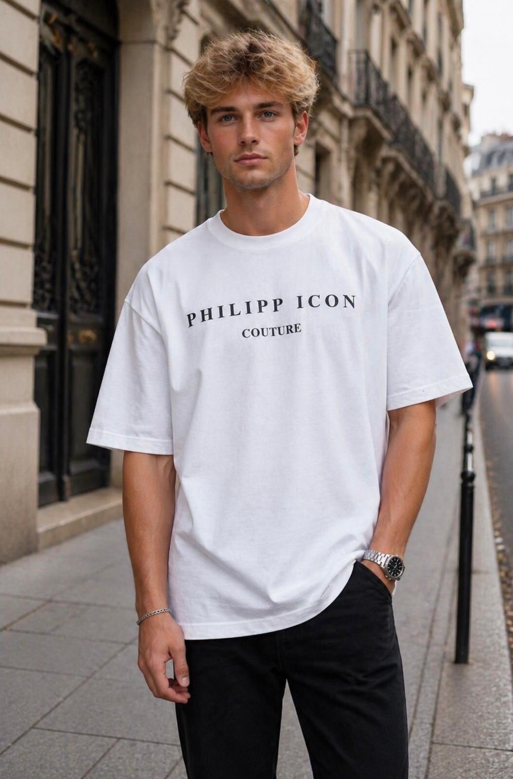 Großhändler PHILIPP ICON - Elegantes, übergroßes T-Shirt aus 100 % Baumwolle