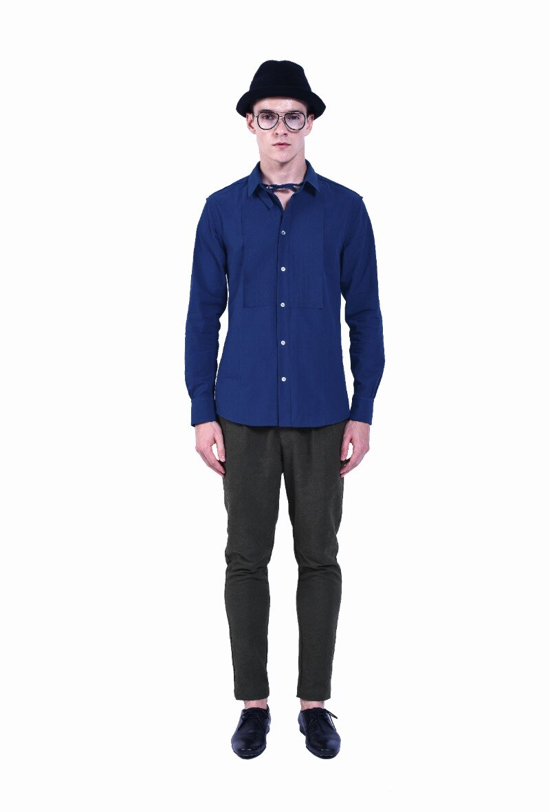 Wholesaler PLACED BY GIDEON - Men's shirt multi colars Navy