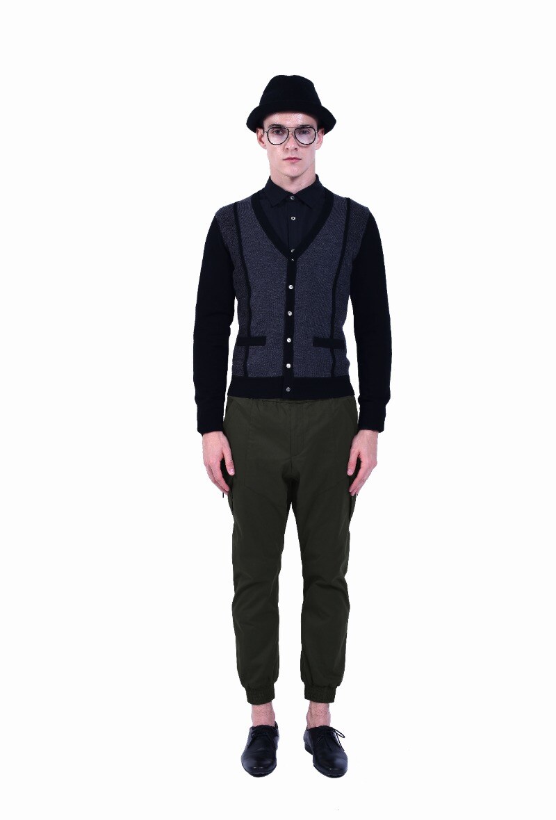 Großhändler PLACED BY GIDEON - Leichter Woll- und Satin-Cardigan mit Rückenteil - Grau